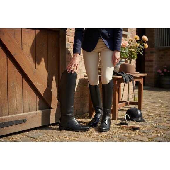 EFFINGHAM Bond Co. 200M Black Leather Equestrian Riding Boots Size 8.5 WC - Picture 11 of 13